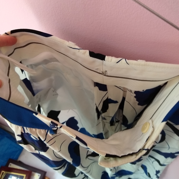 ♥️ vintage 100% silk blue white ankle silk pant - Picture 3 of 3